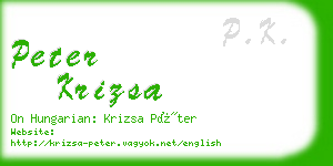peter krizsa business card